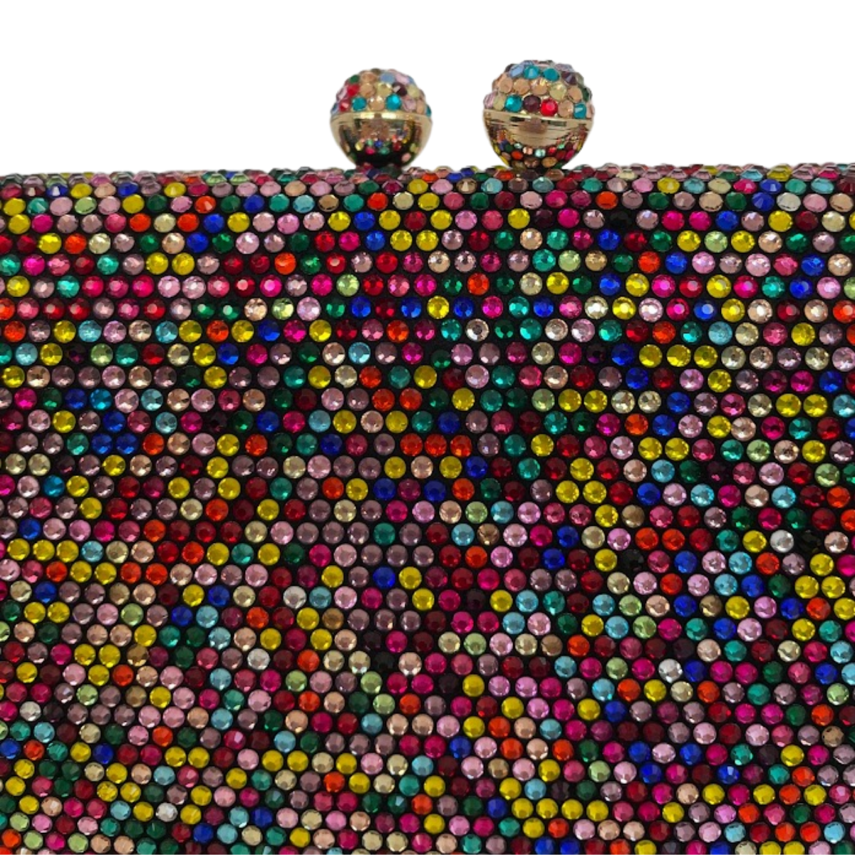 Bolsa de Festa Clutch Pedraria Strass Colorida Retangular