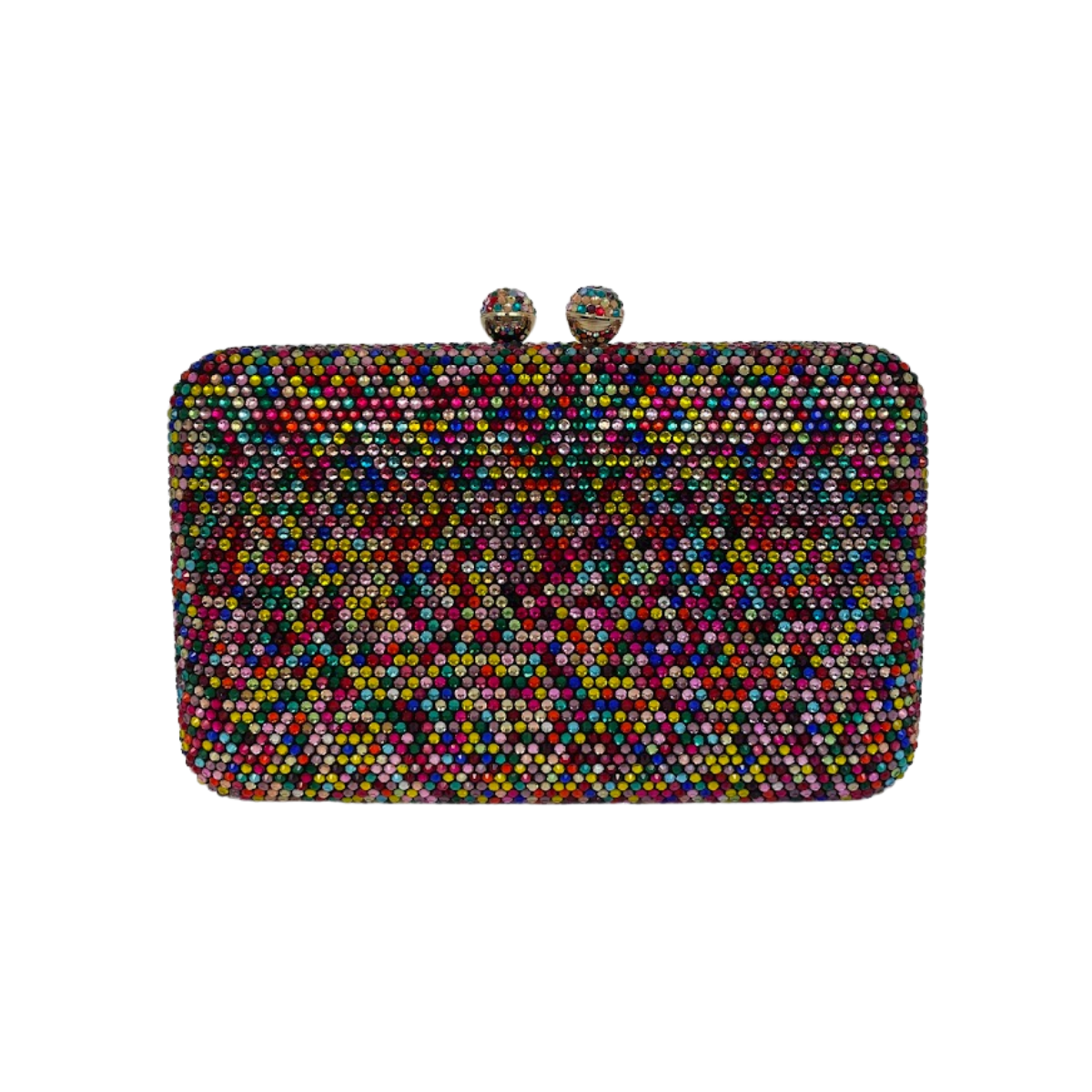 Bolsa de Festa Clutch Pedraria Strass Colorida Retangular