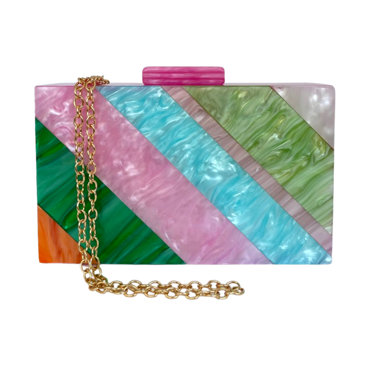 Bolsa de Festa Clutch Acrílico Rosa Listras - ReUse