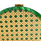 Bolsa De Festa Clutch Acrílico E Palha Da Índia Meia Lua Verde - ReUse