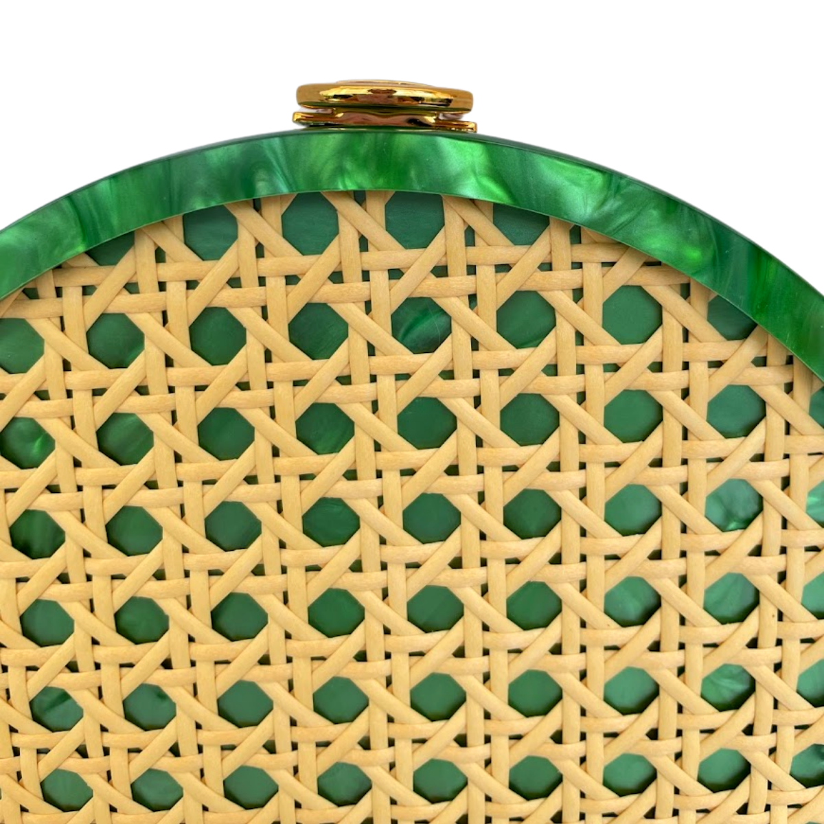 Bolsa De Festa Clutch Acrílico E Palha Da Índia Meia Lua Verde - ReUse