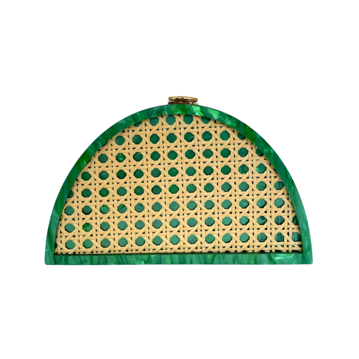 Bolsa De Festa Clutch Acrílico E Palha Da Índia Meia Lua Verde - ReUse