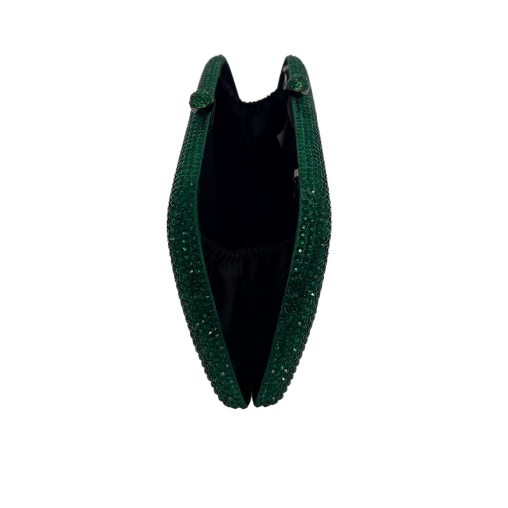 Bolsa de Festa Clutch Cristais Pedraria Verde