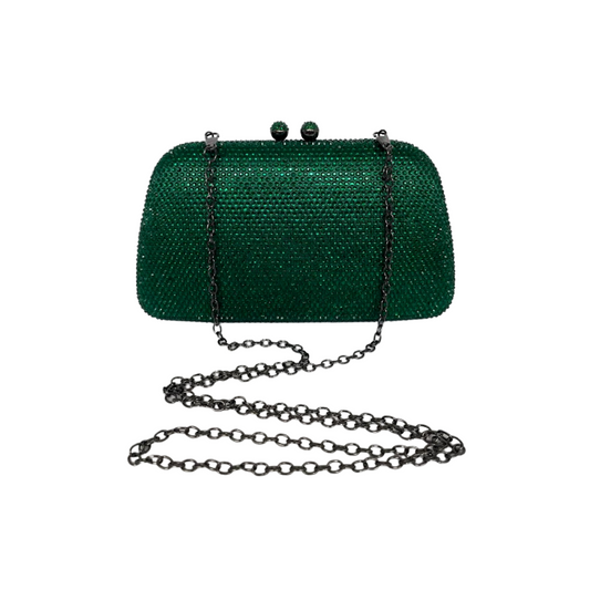 Bolsa de Festa Clutch Cristais Pedraria Verde