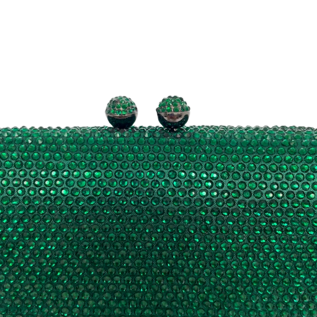 Bolsa de Festa Clutch Cristais Pedraria Verde