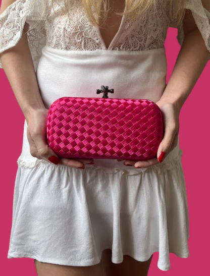 Clutch Tressê Cetim Inspired Pequena Rosa