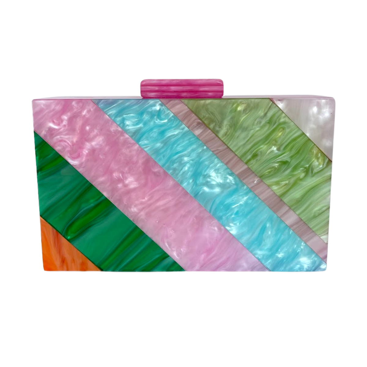 Bolsa de Festa Clutch Acrílico Rosa Listras - ReUse