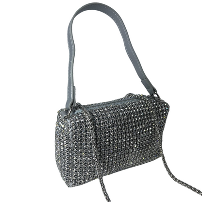 Bolsa de Mão e Tiracolo Strass Prata