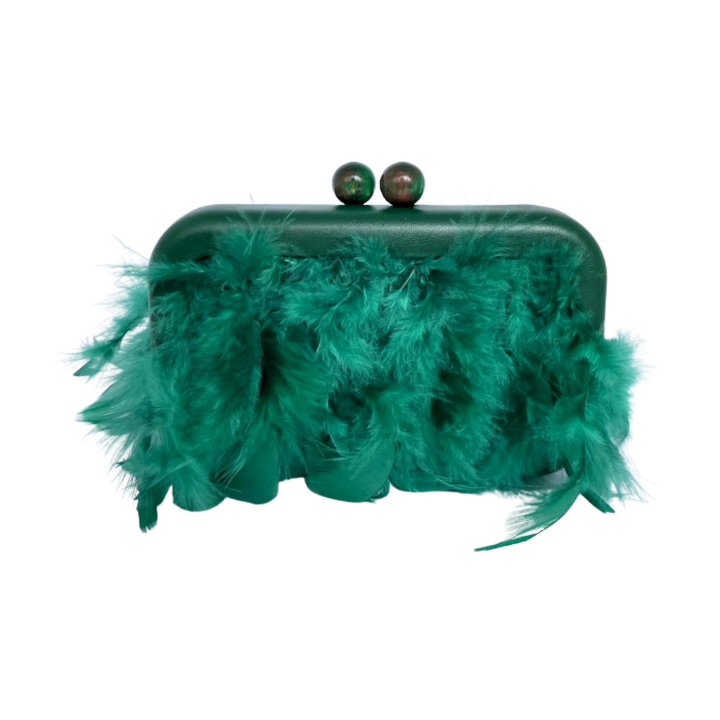 Bolsa de Festa Clutch em Plumas Sintéticas Verde - ReUse