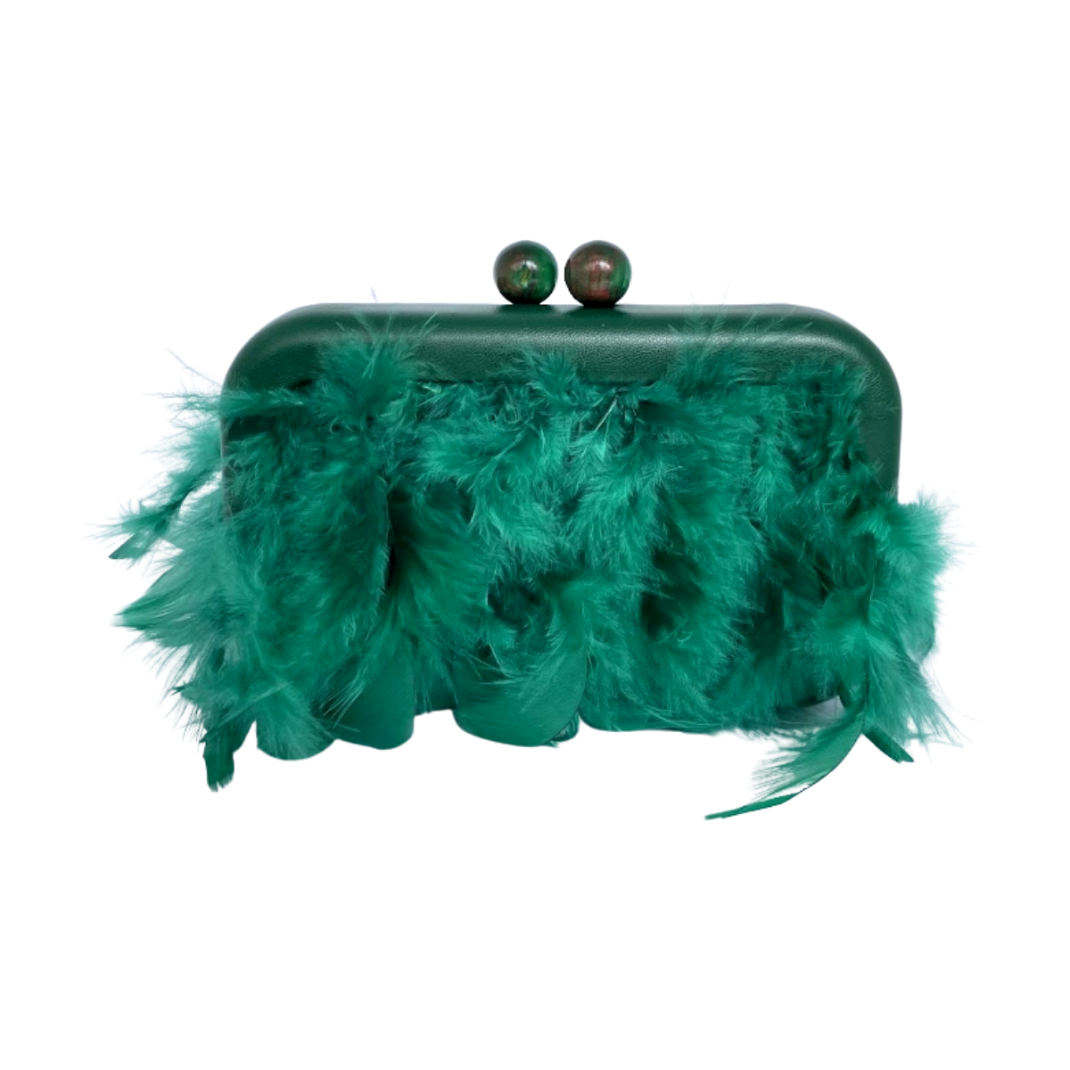 Bolsa de Festa Clutch em Plumas Sintéticas Verde - ReUse