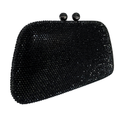 Bolsa de Festa Clutch Cristais Pedraria Preta