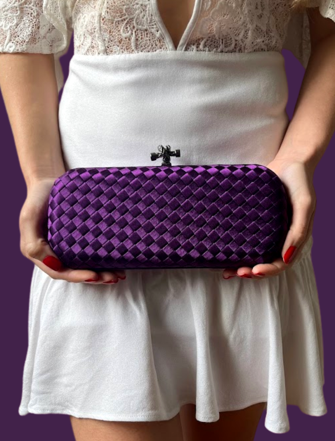 Clutch Tressê Cetim Inspired Grande Roxo