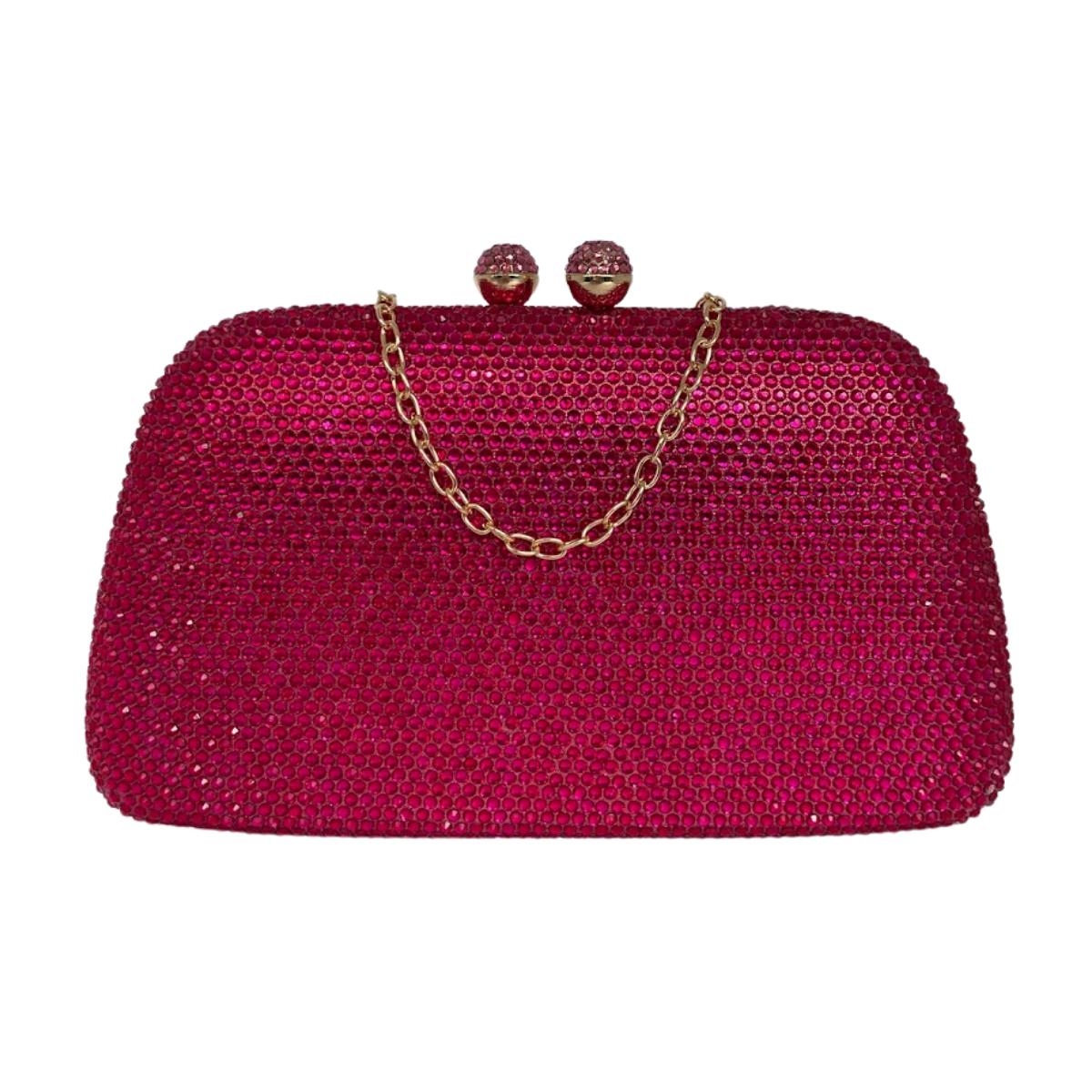 Bolsa de Festa Clutch Cristais Pedraria Rosa Escuro