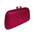 Bolsa de Festa Clutch Cristais Pedraria Rosa Escuro