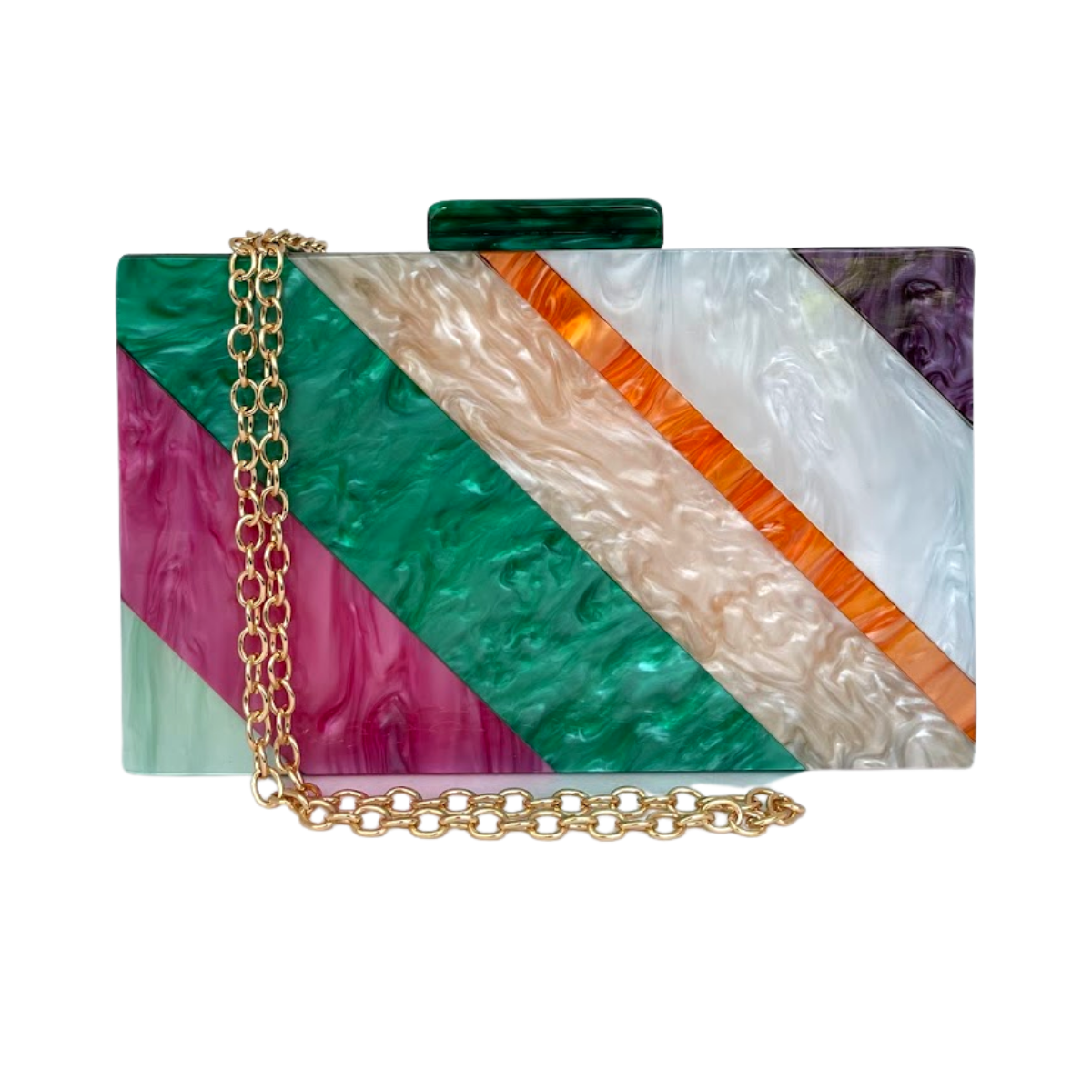 Bolsa de Festa Clutch Acrílico Verde Listras - ReUse