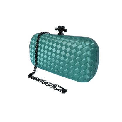 Clutch Tressê Cetim Inspired Pequena Verde Água