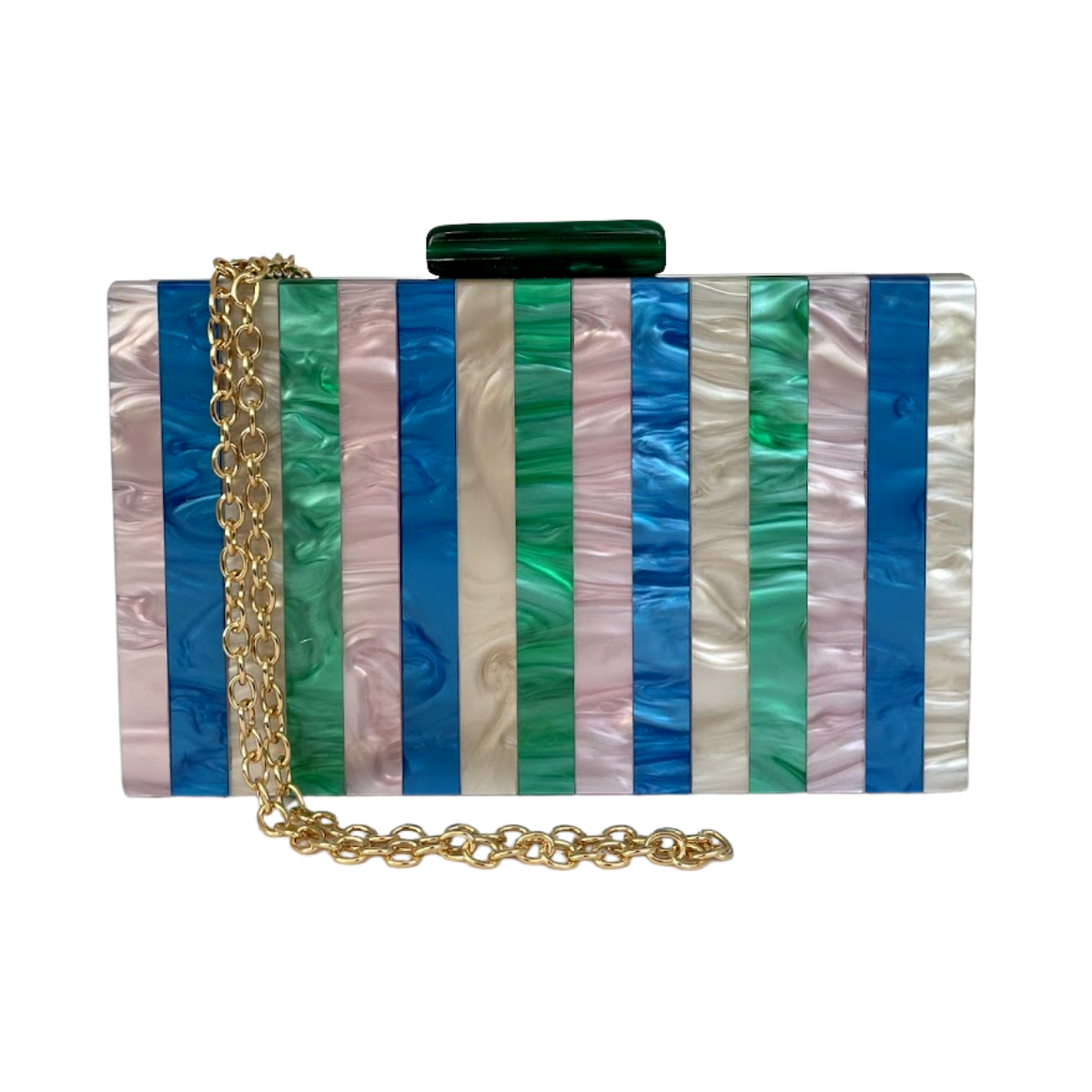 Bolsa de Festa Clutch Acrílico Verde Listras - ReUse