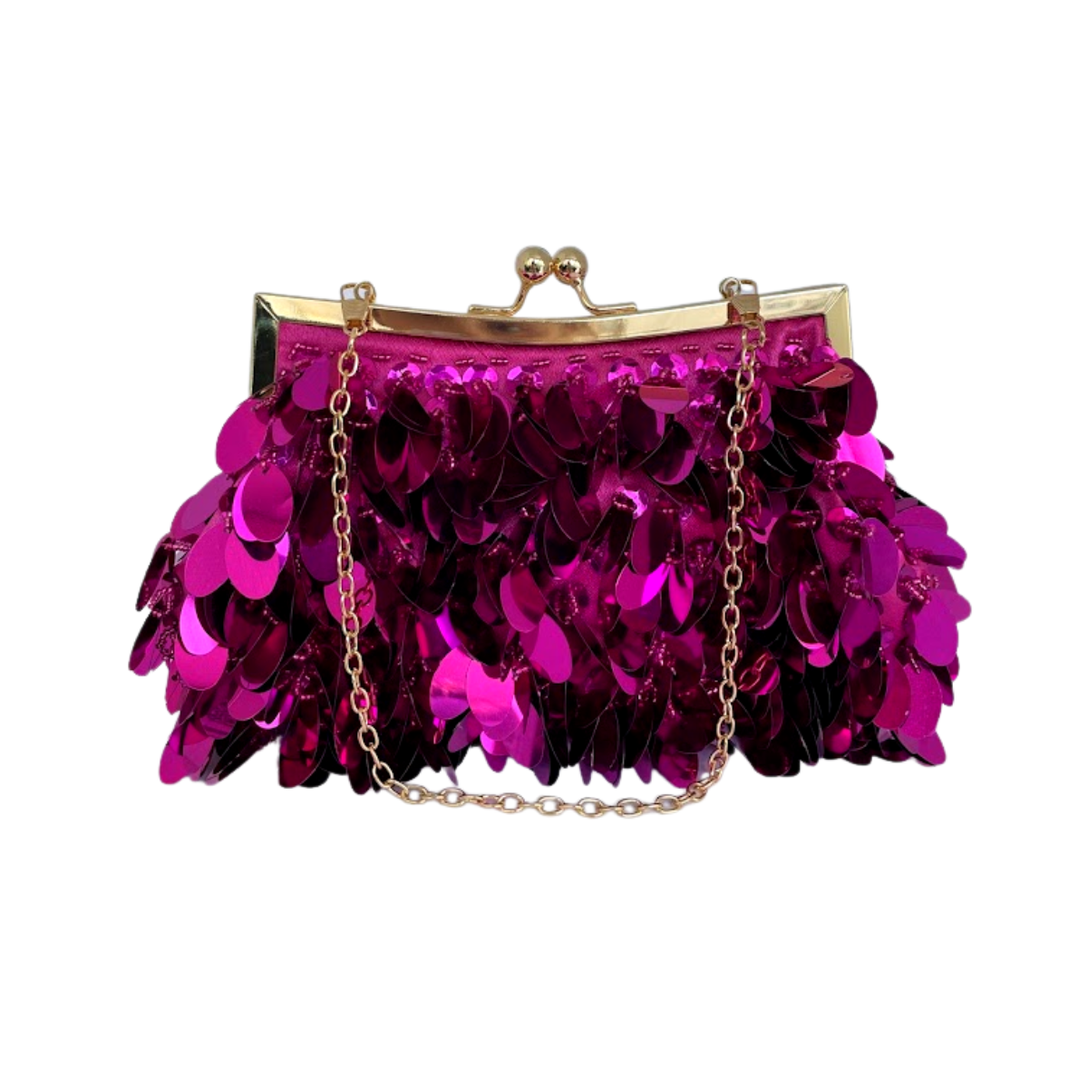 Bolsa de Festa Clutch Lantejoula Folha Brilhante Rosa