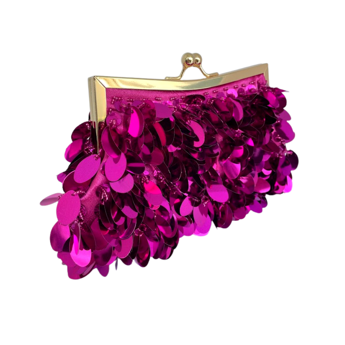 Bolsa de Festa Clutch Lantejoula Folha Brilhante Rosa