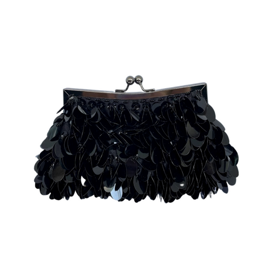 Bolsa de Festa Clutch Lantejoula Brilhante Preta
