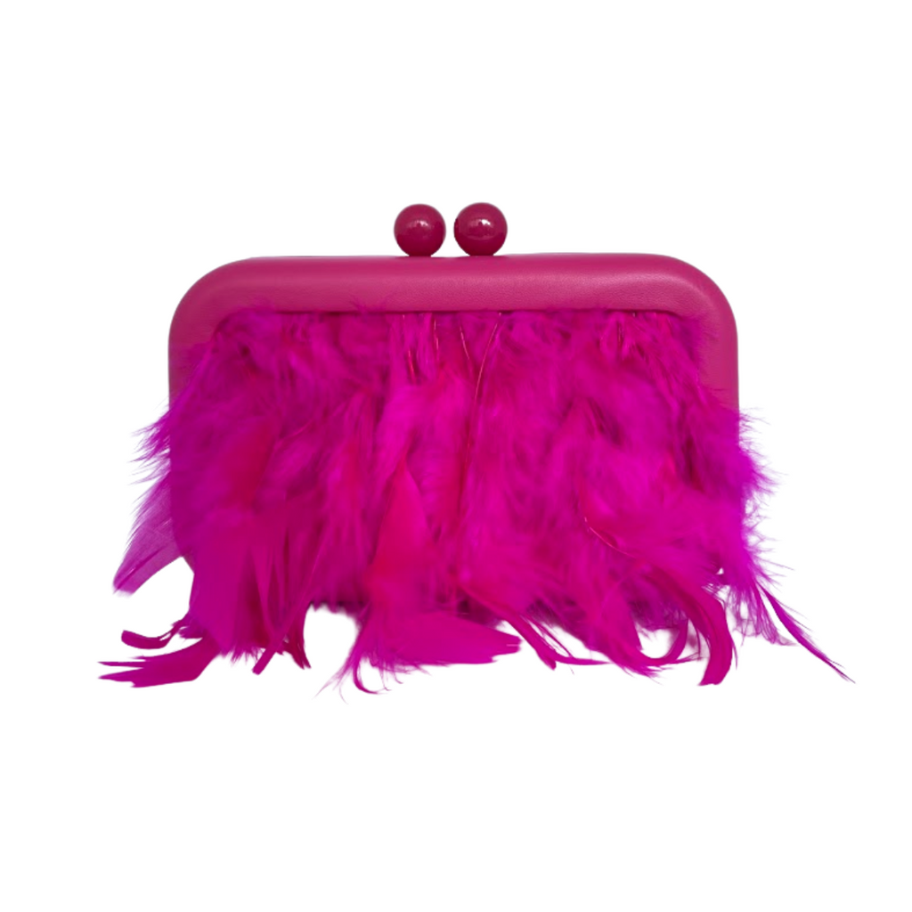 Bolsa de Festa Clutch em Plumas Sintéticas Rosa - ReUse