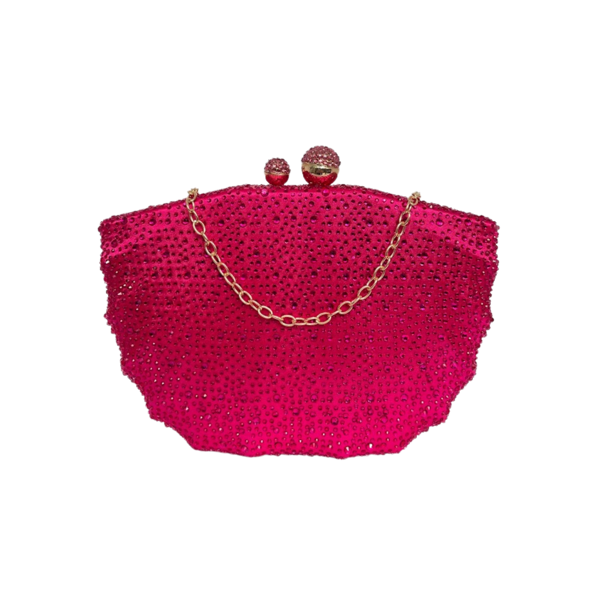 Bolsa de Festa Clutch em Cetim e Cristais Concha Rosa