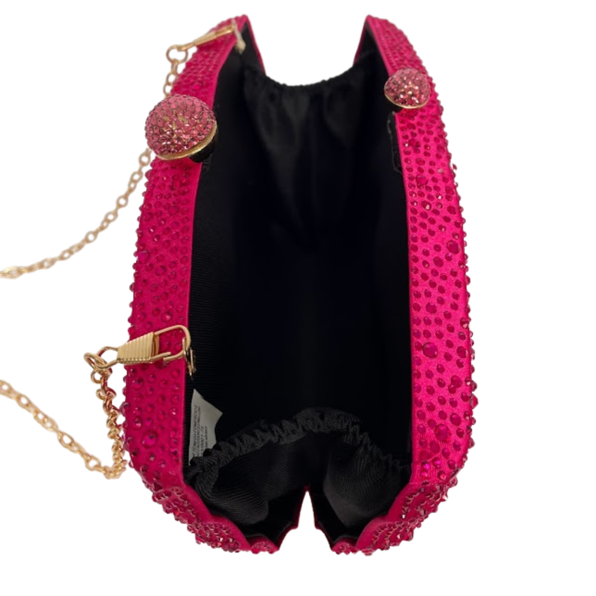 Bolsa de Festa Clutch em Cetim e Cristais Concha Rosa