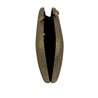 Bolsa de Festa Clutch Cristais Pedraria Dourada