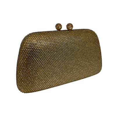 Bolsa de Festa Clutch Cristais Pedraria Dourada