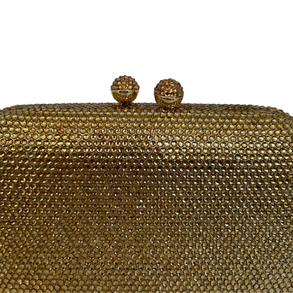 Bolsa de Festa Clutch Cristais Pedraria Dourada