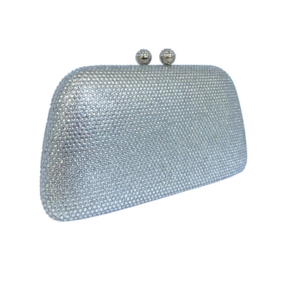 Bolsa de Festa Clutch Cristais Pedraria Prateada