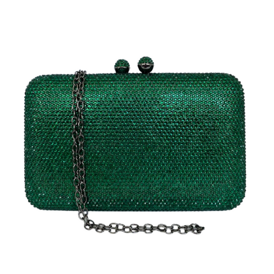 Bolsa de Festa Clutch Pedraria Verde Retangular