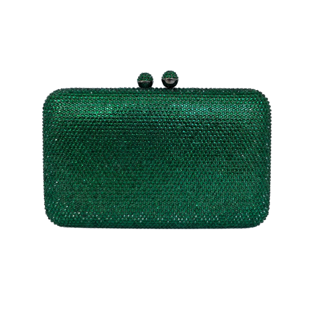 Bolsa de Festa Clutch Pedraria Verde Retangular