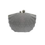 Bolsa de Festa Clutch em Cetim e Cristais Concha Prata
