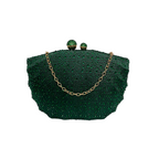 Bolsa de Festa Clutch em Cetim e Cristais Concha Verde