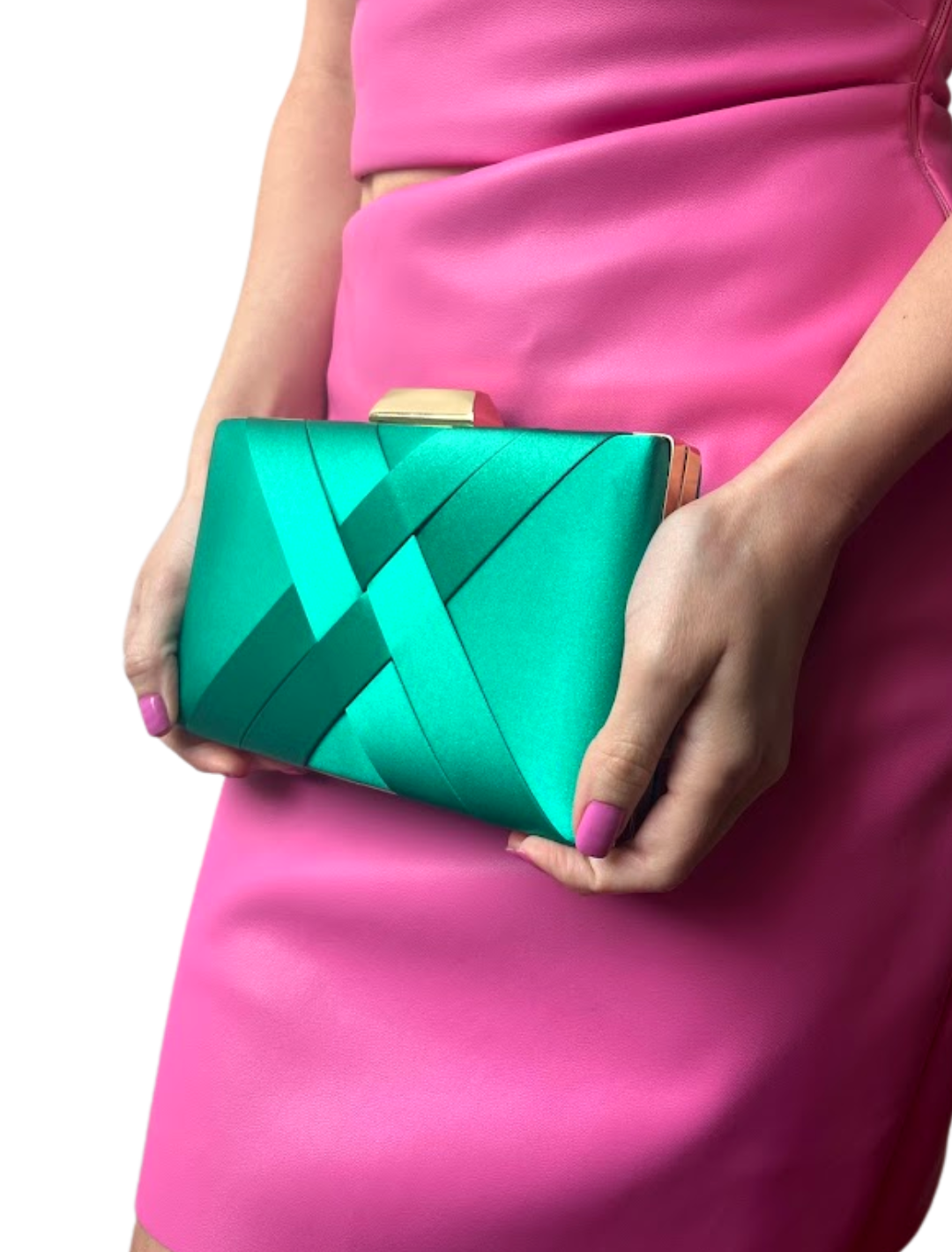 Bolsa de Festa Clutch Cetim Verde - ReUse