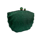 Bolsa de Festa Clutch em Cetim e Cristais Concha Verde