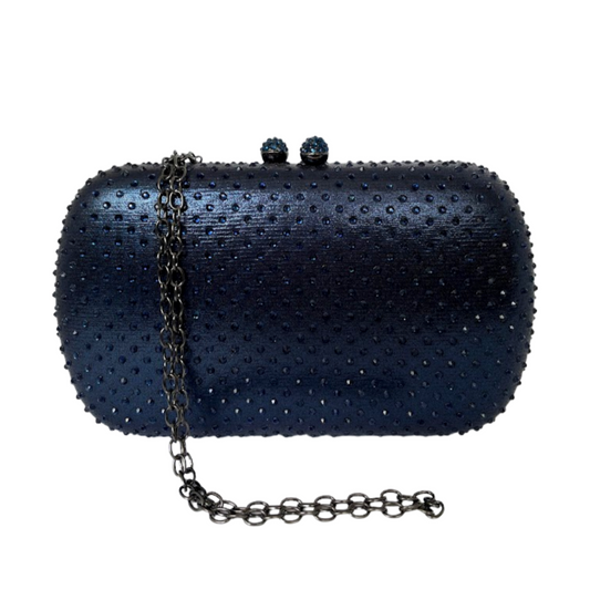Bolsa Festa Clutch Pedraria Azul Escuro